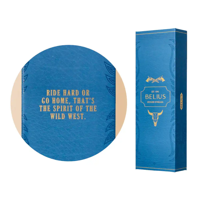 Belius Roller Wild West Azul Marino Dorado Tinta Negra Caja de Diseño 1