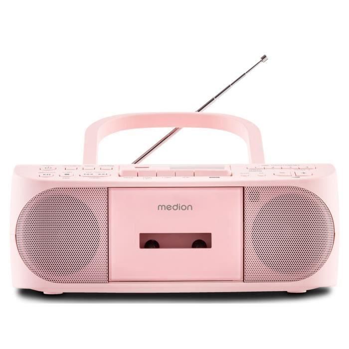 Medion AAAQL64901 Radio CD K7 FM portátil con 2x3W RMS de potencia, color rosa 0 Medion AAAQL64901 Radio CD K7 FM portátil con 2x3W RMS de potencia, color rosa 0