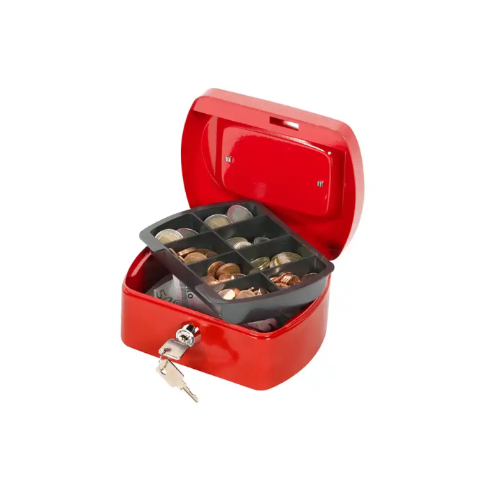 Q-connect Caja Caudales 6" 152x115x80 mm Roja con Portamonedas 1