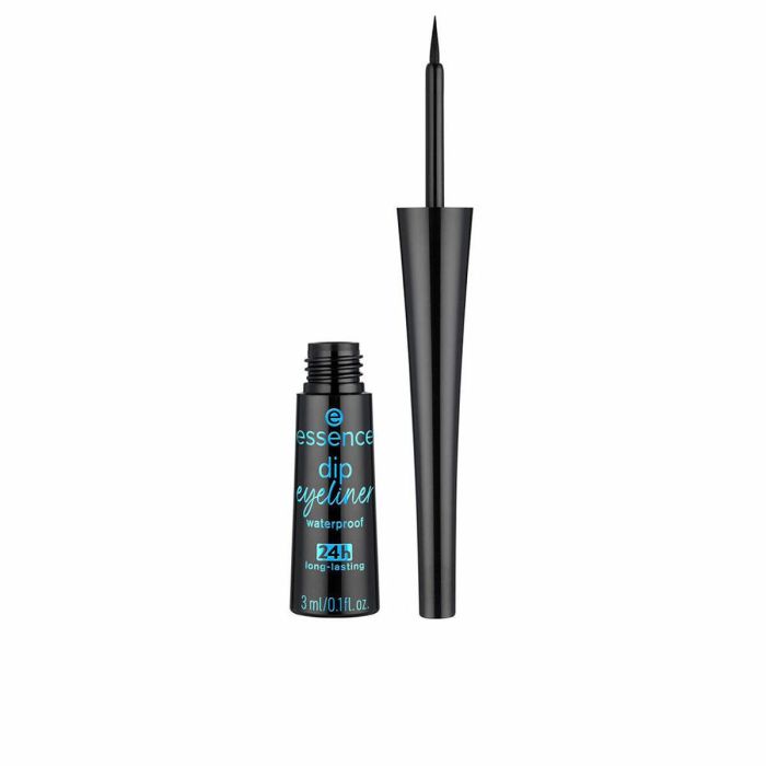 Essence DIP Eyeliner Líquido Delineador de Ojos Waterproof Negro Intenso 24h Larga Duración Aplicador Suave 3 ml Vegano