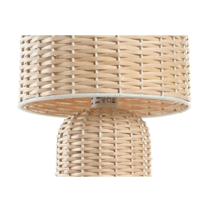 DKD Home Decor Lámpara de Sobremesa Estilo Tropical, con Pantalla de Ratan Beige, 41x25x25 cm, Casquillo E27, Potencia Máx. 50W, 220V 1