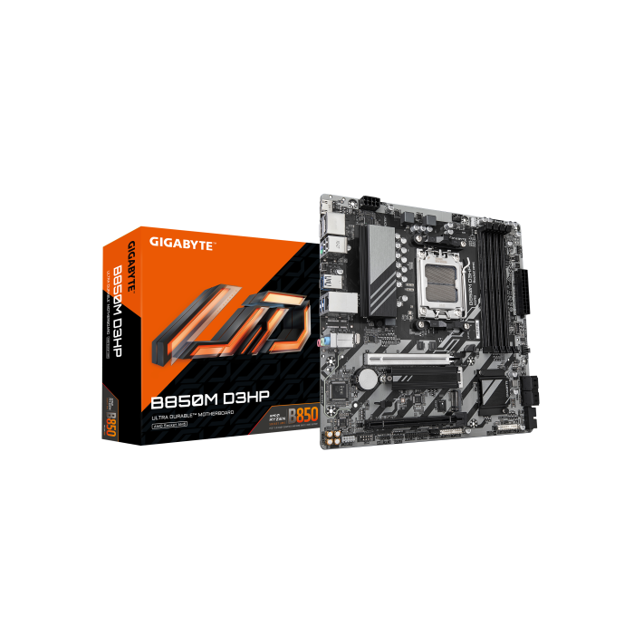 GIGABYTE B850M D3HP Placa Base AM5 para AMD Ryzen 7000/8000/9000, DDR5 hasta 8200MHz, PCIe 5.0, USB 3.2 Gen 2, LAN GbE - 9MB85MHP-00-G10 GIGABYTE B850M D3HP Placa Base AM5 para AMD Ryzen 7000/8000/9000, DDR5 hasta 8200MHz, PCIe 5.0, USB 3.2 Gen 2, LAN GbE - 9MB85MHP-00-G10