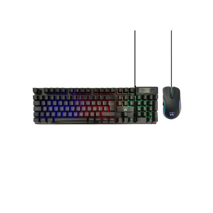 Ewent PL3201 Teclado y Ratón Gaming USB QWERTY Español Negro, Retroiluminación RGB, 3600 DPI, 104 Teclas