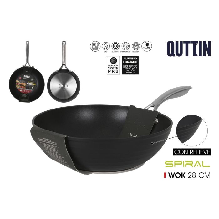 Sartén Wok 28 cm aluminio forjado inducción Quttin (4 Unidades) Sartén Wok 28 cm aluminio forjado inducción Quttin (4 Unidades)