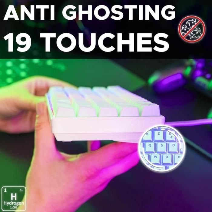 Teclado para juegos - THE G-LAB - KEYZ-HYDROGEN-W/FR - 60% membrana blanca 5 Teclado para juegos - THE G-LAB - KEYZ-HYDROGEN-W/FR - 60% membrana blanca 5