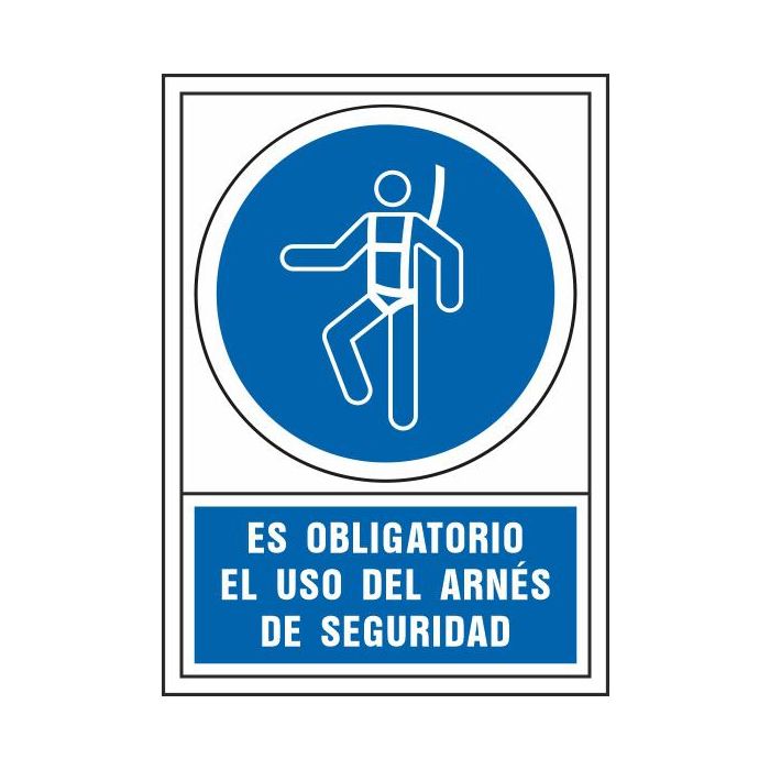 Pictograma Syssa Señal De Obligacion Es Obligatorio El Uso De Arnés De Seguridad En Pvc 245x345 mm