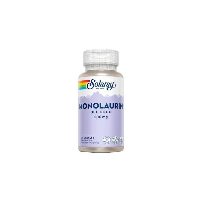 SOLARAY Monolaurin 500 mg. Apoyo del sistema inmune, ácido láurico del coco, 60 cápsulas vegetales