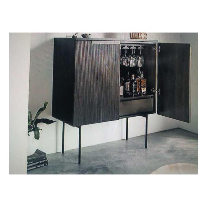 DKD Home Decor Aparador Moderno de Mango y Metal Marrón Oscuro y Negro, 2 Puertas, 1 Estantería 43x84x153.5 cm 1