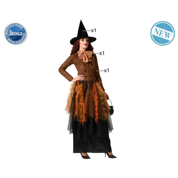 Disfraz Bruja Marrón Vestido Con Sombrero Mujer Adulto M-L Disfraz Bruja Marrón Vestido Con Sombrero Mujer Adulto M-L