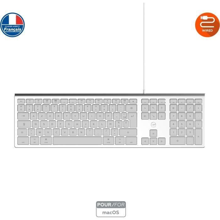 MOBILITY LAB ML304304 - Teclado de diseño táctil con cable con 2 USB para Mac - AZERTY - Blanco y plateado 5 MOBILITY LAB ML304304 - Teclado de diseño táctil con cable con 2 USB para Mac - AZERTY - Blanco y plateado 5