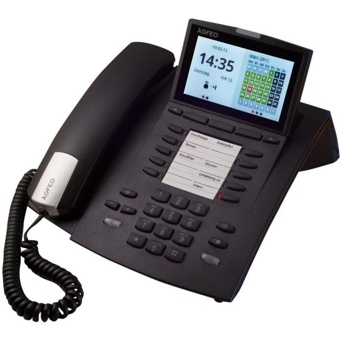 AGFEO ST 45 IP Teléfono IP Negro con Terminal de Conexión por Cable, 1000 Entradas y Pantalla LCD para Oficina