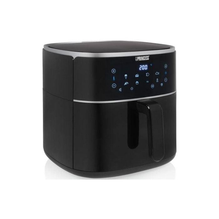 Princess 182254 Freidora de aire digital 8L, 1800W, sin aceite, pantalla táctil LED, 8 programas, asa y hornea 3