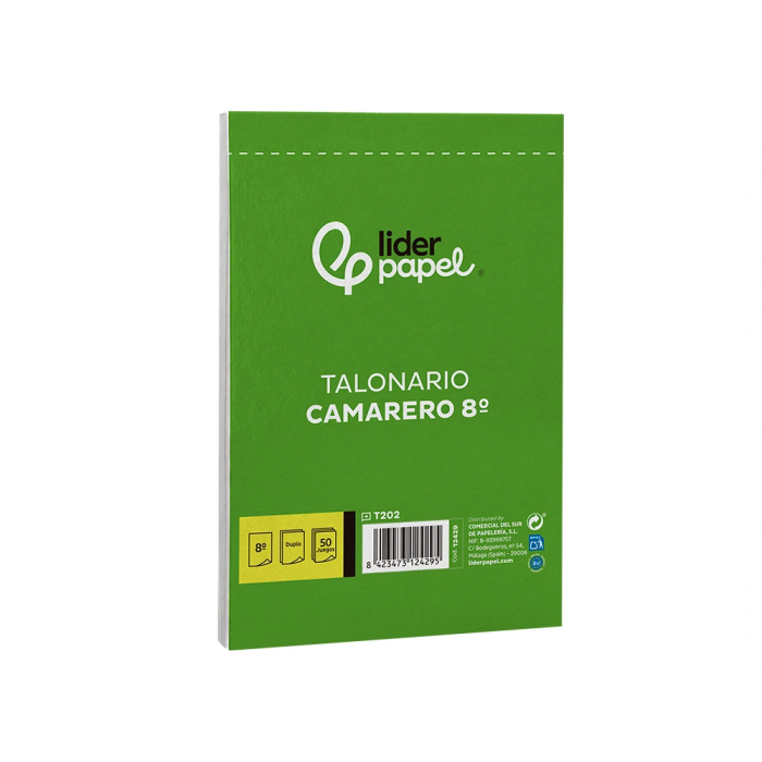 Liderpapel T202 Talonario Camarero 8º Original y Copia, Tamaño Octavo Natural 105 x 155 mm, 1 Copia, Castellano, 60 g 3