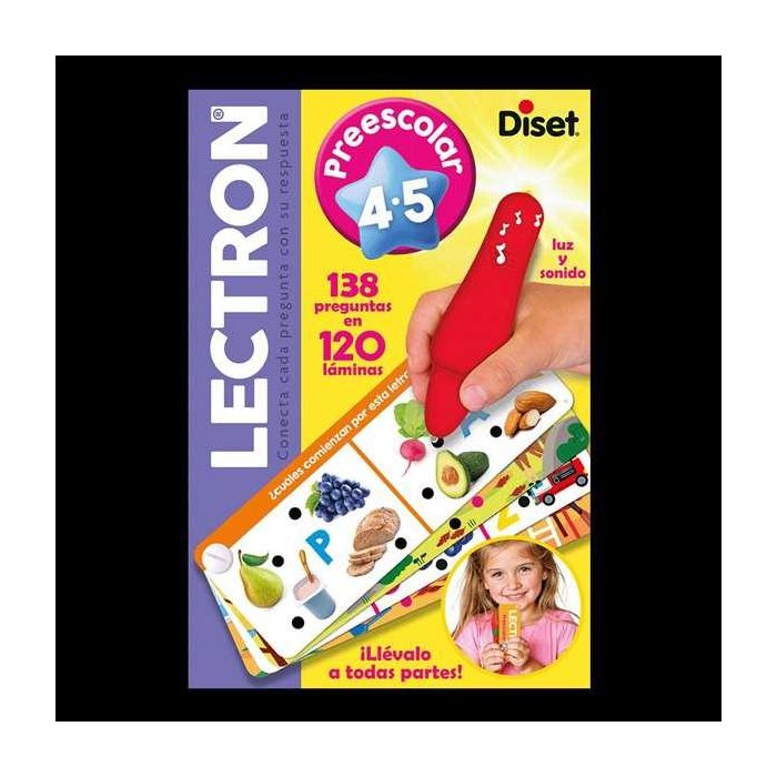 Diset Lectron Lápiz con Luz y Sonidos Prescolar 4-5 Años. 138 Preguntas en 120 Láminas. Juego Educativo Electrónico en Español