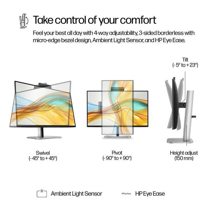 HP Series 5 Pro 23.8 inch FHD USB-C Conferencing Monitor - 524pm 6 HP Series 5 Pro 23.8 inch FHD USB-C Conferencing Monitor - 524pm 6