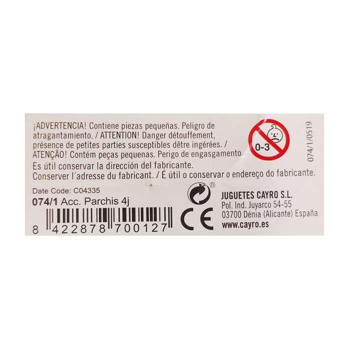 Cayro Accesorios Parchís para 4 Jugadores en Caja de Plástico 2