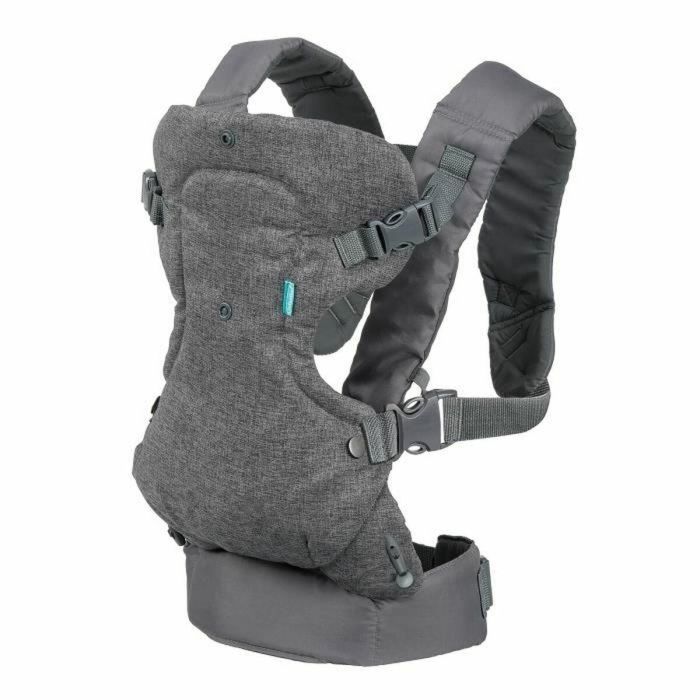 Infantino Portabebé Ergonómico Flip 4 en 1 gris de Poliéster - Ajustable desde nacimiento (3.6-14.5 kg) con soporte cabeza y cuello