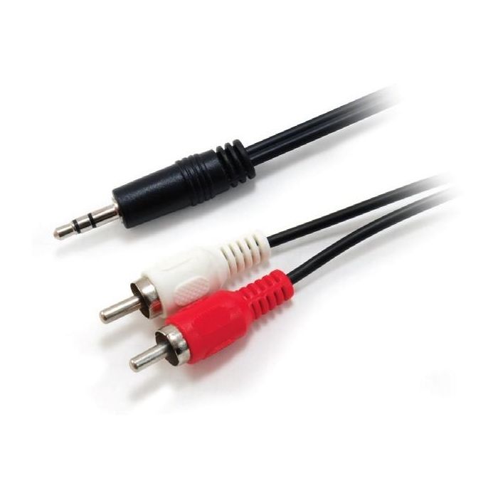 Equip Cable de Audio Mini Jack 3.5 mm Macho a 2x RCA Macho, 2.5 Metros, Negro