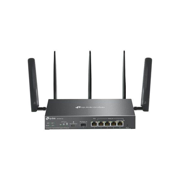 TP-Link ER706W-4G Router Inalámbrico Doble Banda Wi-Fi 6 (802.11ax) 4G 5 Puertos Gigabit Ethernet Ranura SIM Negro