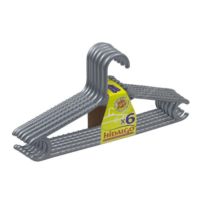 Hidalgo Perchas Doble Grueso Plateado Antideslizante Pack 6 Unidades Hidalgo Perchas Doble Grueso Plateado Antideslizante Pack 6 Unidades