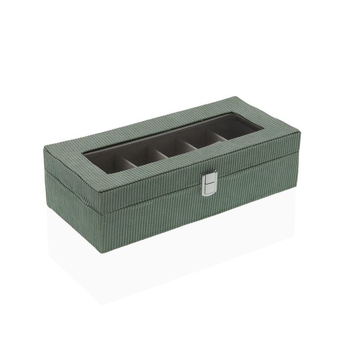 Caja De Pana Verde Para 6 Relojes Versa 13X9CM (2 Unidades) 1 Caja De Pana Verde Para 6 Relojes Versa 13X9CM (2 Unidades) 1