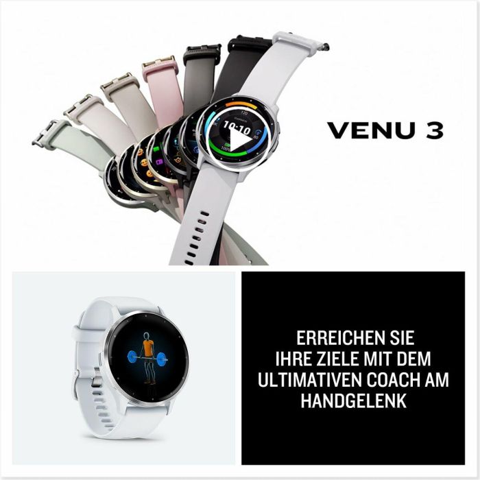 Garmin AAAAL87491 Reloj inteligente con GPS Venu 3S, 30,4 mm (1,2"), acero dorado suave, caja marfil, correa silicona marfil 1