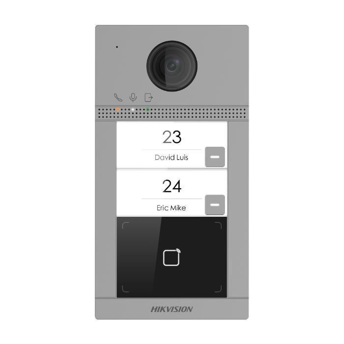 Hikvision Videoportero IP Villa Panel Exterior WiFi 2 Botones Cámara 2MP Lector Tarjetas Mifare IK08 IP65