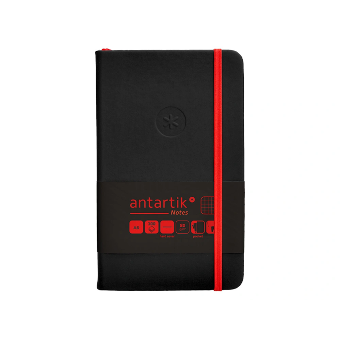 Antartik Cuaderno A6 Tapa Dura Hojas Cuadriculadas Negro y Rojo 100 Hojas 80 gr FSC 1