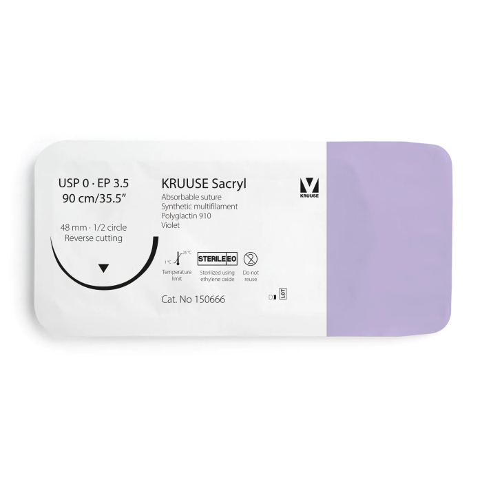 Sutura Sacryl 0 90 cm Aguja 48 mm 1-2 Triangular 12 Unidades Kruuse Sutura Sacryl 0 90 cm Aguja 48 mm 1-2 Triangular 12 Unidades Kruuse
