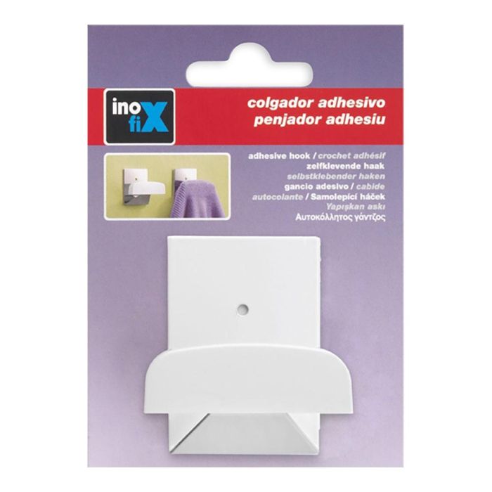 Inofix Colgador adhesivo metal-plastic grande Blanco Acero inoxidable 52 x 40 x 35 mm 1