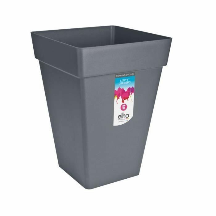 Elho Bac Cuadrado para Plantas de 30 cm de Alto con Depósito de Agua Integrado - Gris Carbón 1 Elho Bac Cuadrado para Plantas de 30 cm de Alto con Depósito de Agua Integrado - Gris Carbón 1
