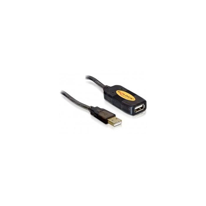 DeLOCK Cable de Extensión Activo USB 2.0 Macho/Hembra 5m Negro