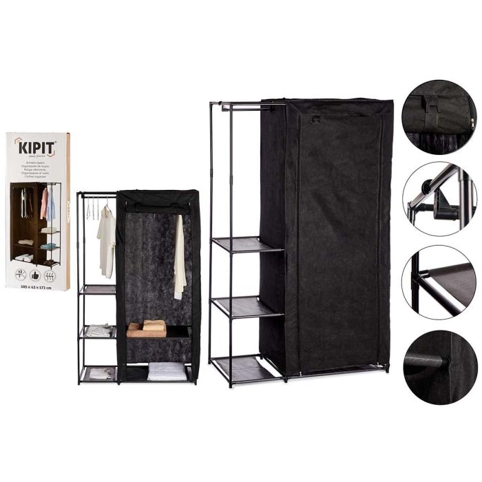 Armario Combinado Doble Kipit 172 cm, Negro - 43x105x172 cm (6 Unidades)