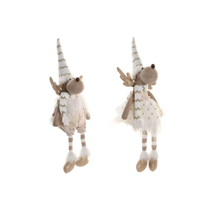 DKD Home Decor Figura de Reno de Navidad Iluminada con LED Estilo Moderno Blanco 13x55x14 cm (2 Unidades) 1