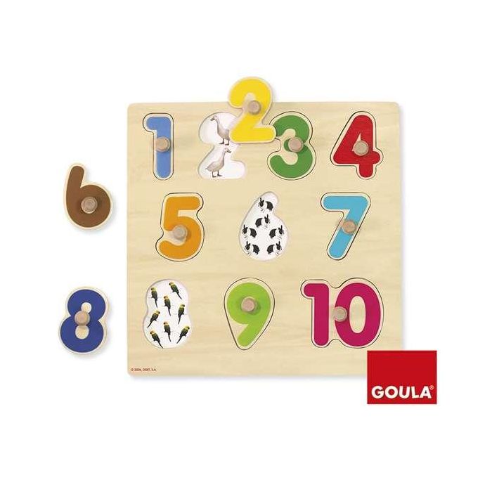 Puzzle encajable numeros, de madera 10 piezas 28x28x2.5 cm goula 4