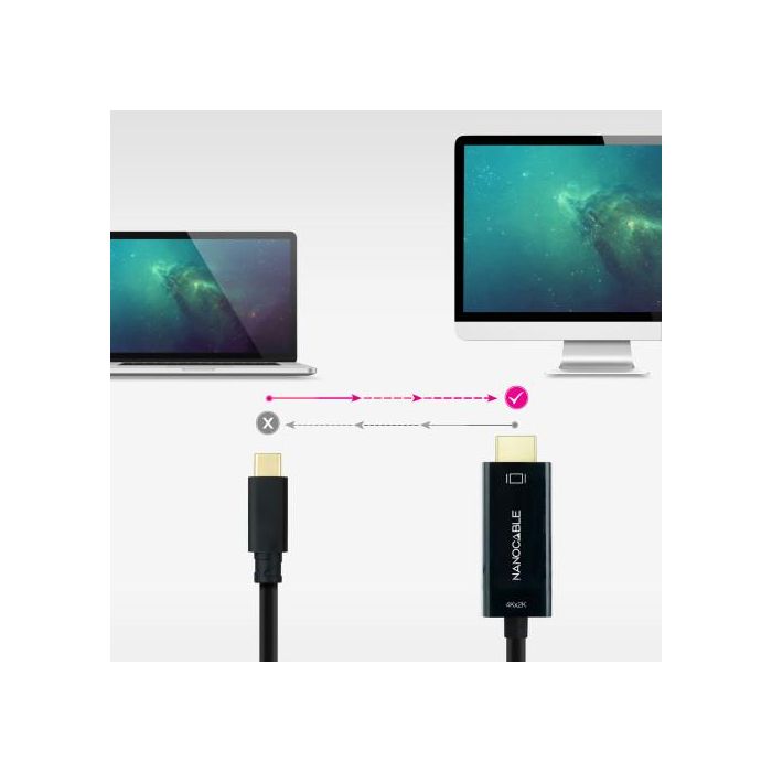 Nanocable Cable Conversor USB-C a HDMI 1.4 4K@30Hz 1.8 m Negro 10.15.5132
