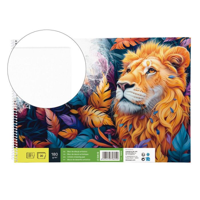 Bloc Dibujo Liderpapel Artistico Espiral 230x325 mm 20 Hojas 180 gr-M2 Sin Recuadro Perforado