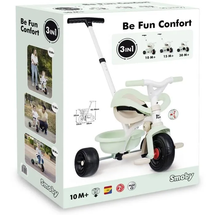 Smoby Triciclo Be Fun Confort Verde para Niños a Partir de 3 Años 3 Smoby Triciclo Be Fun Confort Verde para Niños a Partir de 3 Años 3
