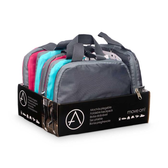 Mochila Plegable Ligera Arte Regal - 20x5x22 cm - Azul, Gris, Rosa (12 Unidades) 2 Mochila Plegable Ligera Arte Regal - 20x5x22 cm - Azul, Gris, Rosa (12 Unidades) 2