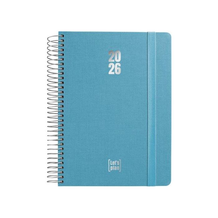 Agenda Anual (2026) Grafoplas Fancy Espiral Tapa Extradura Con Goma A5 210X150 D/P Azul