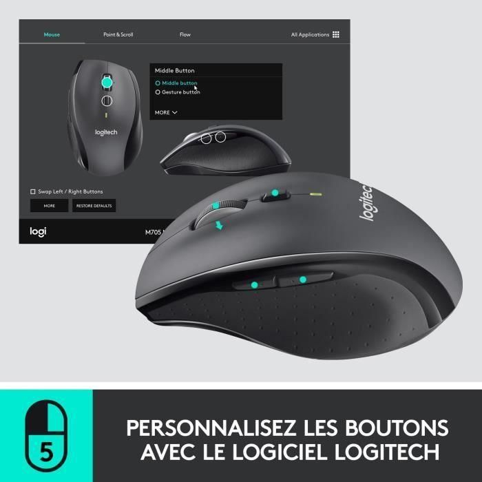 Ratón Inalámbrico Logitech Marathon M705 1000 dpi Gris Negro 1000 dpi 3 Ratón Inalámbrico Logitech Marathon M705 1000 dpi Gris Negro 1000 dpi 3
