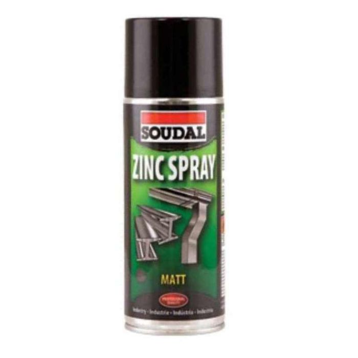 Soudal Spray Zincante Mate 400ml - Protección Zinc Anticorrosión y Óxido para Superficies Metálicas - Calidad Profesional, Fácil Aplicación