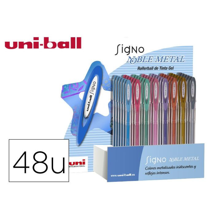 Boligrafo Uni Ball Um-120 Signo 0,7 mm Tinta Gel Expositor De 48 Colores Metalizados