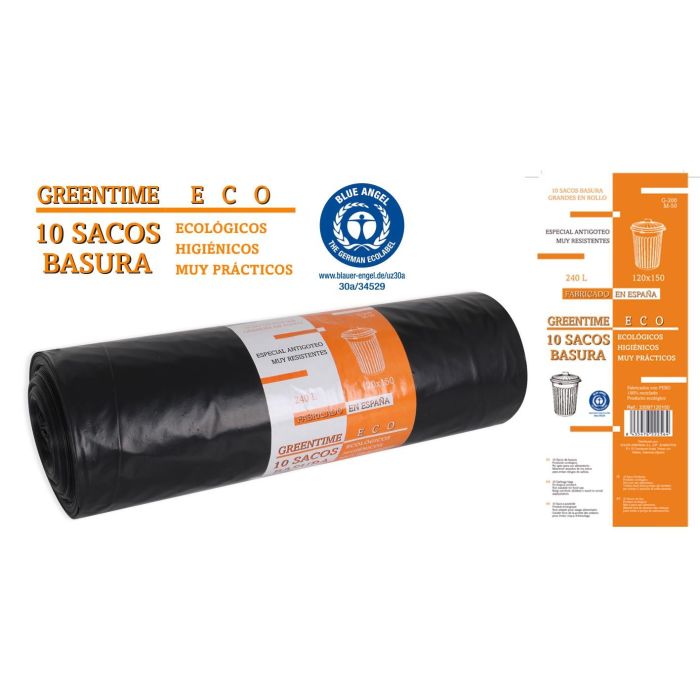Greentime 10 Sacos de Basura Eco, 120 x 150 cm, 240L, G200 (10 Unidades) 0 Greentime 10 Sacos de Basura Eco, 120 x 150 cm, 240L, G200 (10 Unidades) 0