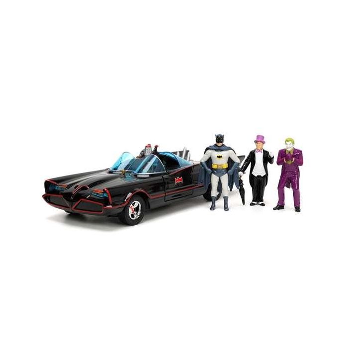 Coche metal batmóvil 1966 classic con 4 figuras de metal escala 1:24 19 cm 8