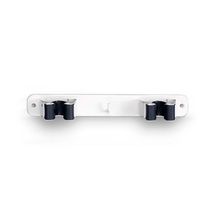 Inofix Colgador doble para escobas 3033-2-000, metal blanco con tornillos incluidos