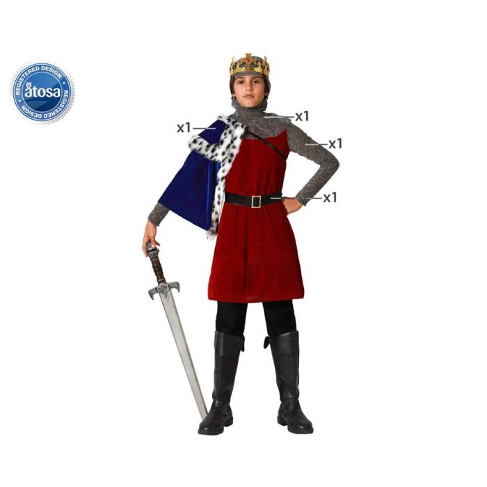 Disfraz Rey Medieval Capa Azul Niño Infantil 7-9 Años - Incluye Cota de Malla, Capa, Camiseta, Cinturón y Túnica Disfraz Rey Medieval Capa Azul Niño Infantil 7-9 Años - Incluye Cota de Malla, Capa, Camiseta, Cinturón y Túnica
