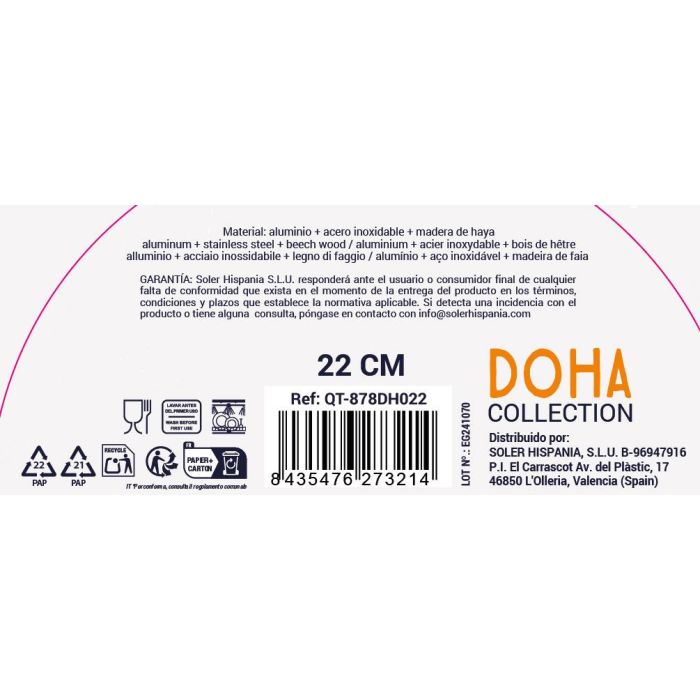 Sartén Inde 22 cm aluminio forjado Full Doha Quttin (6 Unidades) 7 Sartén Inde 22 cm aluminio forjado Full Doha Quttin (6 Unidades) 7