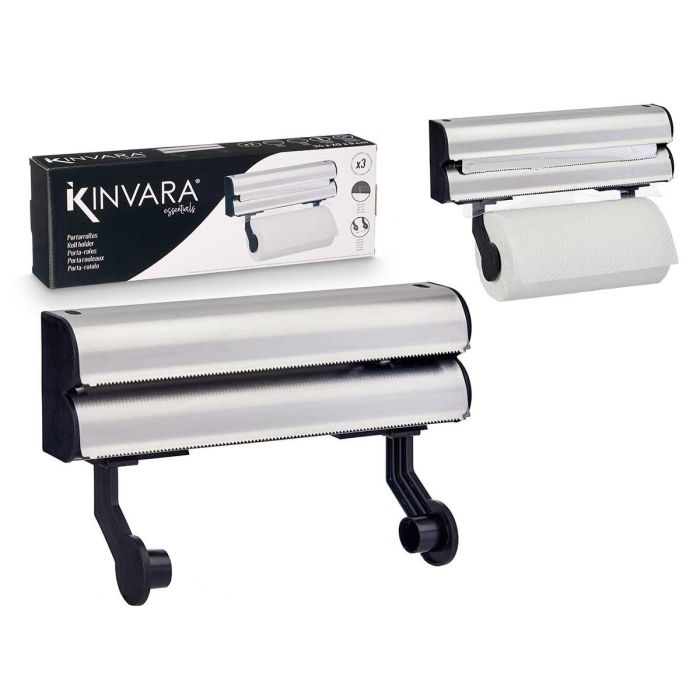 Kinvara Portarrollos Doble 34 cm, Metal, Plata - 34 x 20 x 9 cm (4 Unidades) 0 Kinvara Portarrollos Doble 34 cm, Metal, Plata - 34 x 20 x 9 cm (4 Unidades) 0