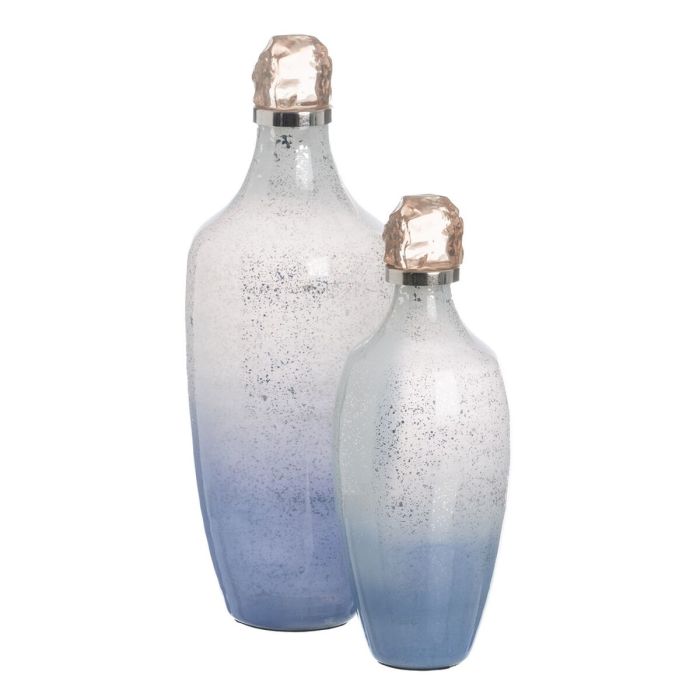 Botella Azul Plateado Resina Cristal 12 x 12 x 33 cm Decorativa 7